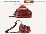 Brown Leather Sling Backpack Top-Grain Cowhide Backpack Travel Sling Bag Stylish V1347-127-BRO-01409