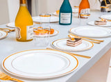 175pcs Food-Grade Wedding Event Banquet Disposable Tableware Dinnerware Gold-Edged Plastic Cutlery V985-TABLEWARESET