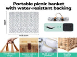 Alfresco 2 Person Picnic Basket Set with Table Blanket Cooler Wooden Insulated PICNIC-2PPL-TABLE-BG