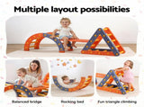 Keezi Kids Climbing Frame Set With Slide Indoor Outdoor Toddler Toys Pikler Triangle Climber With KCS-SLIDE-2IN1-OG