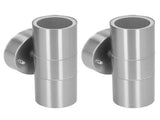 2Pcs GU10 Stainless Steel Outdoor Wall Sconce Waterproof LED Cylinder Up Down Wall Light for Yard V1294-YM0715-3119210323211