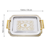 Hotel Kitchen Serving Tray, Golden Double Handle Design, and Practical V1369-AZ3-W-10667