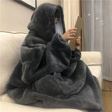 Ultra-Soft Fleece Wearable Blanket Hoodie, Unisex Hooded Large-Pocket Lazy Warm Home Wear V1232-JHSP003