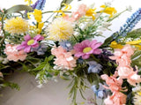 26 Inch Spring Summer Colorful Flower Wreath Front Door, Forsythia Lavender Wild Flowers Wreath V1258-DP02-C-2645