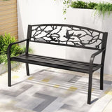 Gardeon Outdoor Bench Seat Garden Steel Outdoor Furniture 3 Seater Park Black GB-STEEL-XG220-BK