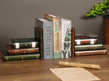 2-Piece Vintage Wooden Bookend Set with 6 Storage Drawers, 16.5 x 12.5 x 17 cm V1188-MS-731-045