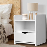 Artiss Bedside Table 1 Drawer with Shelf - FARA White FURNI-C-BS-TOGO-WH