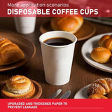 1000x 12oz Premium Paper Coffee Cups in White Bulk Wax Free Extra Strong in White V563-PA1209-50-1BOX