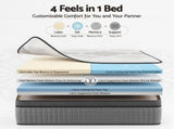 Giselle Bedding King Mattress 37cm 4-in-1 Adjustable Firmness Cooling Gel Memory Foam Dual-Zone MATTRESS-B-VIVE-37-K