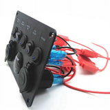 Boat Switch Panel Car Switch Panel Waterproof Digital Voltmeter Dual USB Port Outlet Combination V1369-AZ3-W-11386