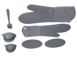 7Pcs/Set Oven Heat Insulation Gloves Cooking Finger Grip Insulation Mat for Kitchen Outdoor V1294-YM0901-3118210144411