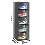 SOGA 5 Tier Black Portable Shoe Organiser Sneaker Footwear Folding Plastic Bin Stackable Storage Box SHOEA8005BLK