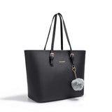 Women's Large Capacity PU Leather Tote Bag, Elegant Shoulder Bag for Work Shopping Party, Black V1188-MS-325-0320