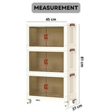 CARLA HOME 3 Tier Stackable Storage Cabinet with Wheels White - Storage Box - Plastic V178-36499