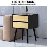 Sarantino Ivan Bedside Table Night Stand - Black Natural TBL-707-5TZ-BKN