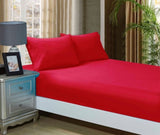 1000TC Ultra Soft Fitted Sheet & 2 Pillowcases Set - King Size Bed - Red V493-AKF-04