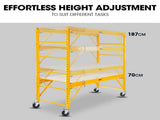 Baumr-AG Adjustable Mobile Scaffolding, 450kg Capacity, with Trapdoor Hatch V219-LDRSCFBMRAH18