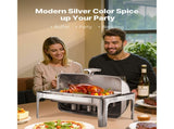 Roll Top Chafing Dish Buffet Complete Set, 9Qt Stainless Steel Chafer with Full Size Pan, Rectangle V952-ZFXQFGK1JTYSNU6QFV0