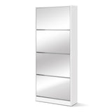 Artiss Shoe Rack Cabinet Mirror 60 Pairs White Rira FURNI-L-SHOE-MIR4D-WH-AB