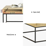 Artiss Coffee Table Storage Shelf Metal Frame FURNI-G-COF-01-WDBK