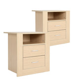 2X Bedside Table Side Storage Cabinet Nightstand Bedroom 2 Drawer 1 Shelf ZURI OAK V274-FT-BEDT-2DD07-WD2