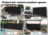 Instahut 1.4X3M Side Awning Retractable Privacy Screen Outdoor Sun Shade Black AWN-B-SIDE-FC-140-BK