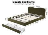 Artiss Double Bed Frame with Storage Drawer, Chenille Curved Headboard BFRAME-I-MOSS-D-GN-AB