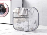 2 Pack Foldable Mesh Laundry Baskets with Reinforced Handles Grey Portable for Home Travel Student V1258-DP02-BOL-329