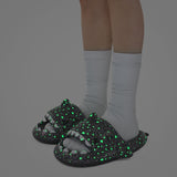Ladies Shark Slippers Glowing Glitter Slippers Quick-Dry Slippers Non-Slip EVA - Black - Size 39 V1102-959-84658-BLK-39