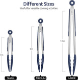 600F Heat Resistant Kitchen Tongs 7/9/12 inch Silicone Cooking Tong Set with Non Stick Rubber Tips V1258-DP02-C-356