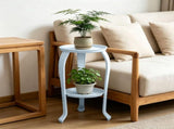2-Tier Metal Plants Stand, Indoor Outdoor Minimalist Flower Pot Holder, White Metal Planter Shelf V1366-AZ2-W-12032