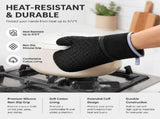 Oven Mitts, Heat Resistant Kitchen Oven Gloves 572&degF, Non-Slip Silicone Surface, Extra Long V1370-AZ4-17519