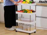 4-Tier Slim Storage Cart Bathroom Floor Standing Organizer Rolling Cart Corner Cabinet Shelving Unit V1369-AZ3-W-10217