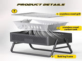 Portable Charcoal Grill with Foldable Legs & Stainless Steel Grate Compact Outdoor BBQ for V1107-CS-HWTKL
