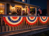LED Lighted Patriotic Bunting Flag 70.86 Inch, Illuminated USA Star and Stripe Fan Flag for V1370-AZ4-21150