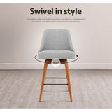 Artiss 4x Bar Stools Swivel Seat Wooden Grey BA-TW-8125-LI-GYX4