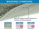 Sage Bathroom Rugs, Bath Mat Set of 2 Extra Thick Chenille Striped Pattern Shaggy Rugs for Room, Non V1259-DP01-A-4428