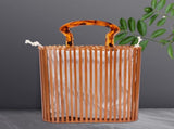 Fashion Handwoven Bamboo Handbag Summer Beach Bags Tote for Holiday Travel Shopping V1294-YM0901-3117200087711