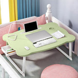 SOGA 2X Green Portable Bed Table Adjustable Folding Mini Desk With Mini Drawer and Cup-Holder Home BEDTABLEM668X2