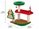 Festive Christmas Cat Tree with Multi-Level Scratching Posts, Cozy Top Perch, and Dangling Toys A V1341-ZY-LHR55N99