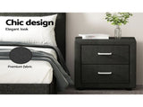 Artiss 2X Bedside Table 2 Drawers Fabric - CADEN Charcoal BFRAME-E-BSIDE-CHARX2
