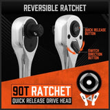 Mini Ratchet Spanner 1/2 3/8 1/4 Drive 90 Tooth Extension Bar Workshop With Bag V465-81019