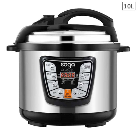 SOGA Stainless Steel Electric Pressure Cooker 10L Nonstick 1600W ELECTRICPRESSURECOOKER10L