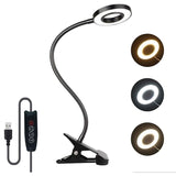 7W USB Clip Desk Lamp 48 LEDs 3 Colors 10 Brightness Levels Black V1188-MS-527-014