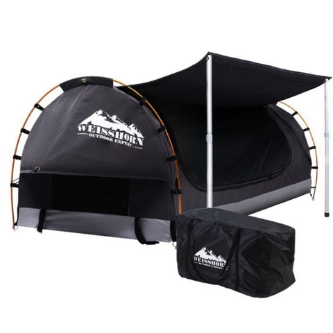 Weisshorn Double Swag Camping Swags Canvas Free Standing Dome Tent Dark Grey SWAG-C-WING-D-DGR-FC