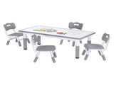 Keezi Kids Table and 4 Chairs Set Height Adjustable Toddler Desk and Chair Set for Ages 3-8, KTC-A-GRA-GY