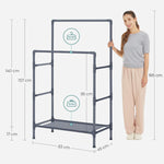 SONGMICS Metal Clothes Rack with 2 Rails Grey V227-8498101001080