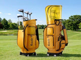 Everfit Golf Cart Bag Rolling Buggy Club Organiser Synthetic Leather Yellow GOLF-B-BAG-CART-YE