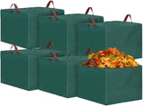 6 Pcs Reusable Garden Waste Bags with Handles Woven Polypropylene Garden Yard Bags Camping Trash Can V1192-AZ-W-11603