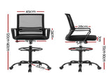 Artiss Office Chair Drafting Chairs Stool Computer Desk Studios Mesh Black OCHAIR-K-DRAF-BK